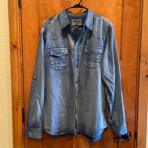 Men’s denim button down shirt